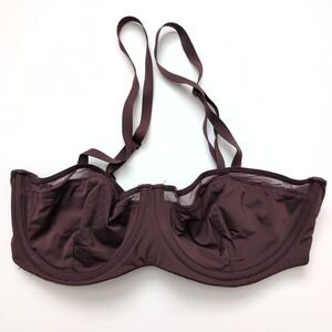 PARADE Full Coverage Balconette Bra Burgundy Mesh Trim Adjustable Straps Sz 32D